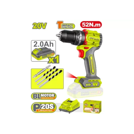 Կոմպակտ անխոզանակ մարտկոցային հարվածային գայլիկոնիչ DYLLU DTCDP5282