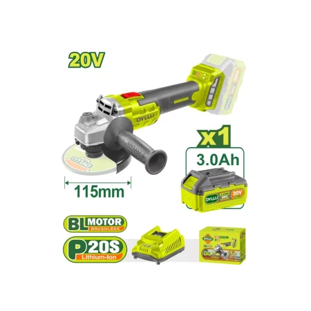 Մարտկոցային անկյունային հղկող մեքենա DYLLU DTLAPM21 115մմ