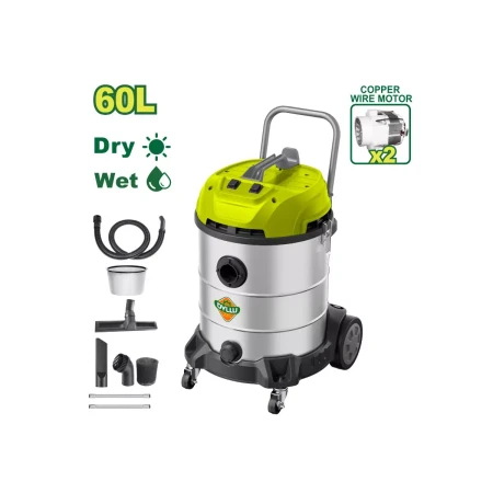 Пылесос  2X - 1200Вт  (корпус Пластик/нерж )  60л  DTVR5A60 