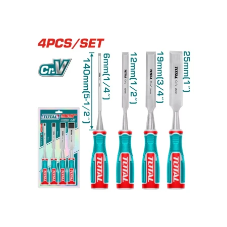 Набор стамесок по дереву 6-25мм 4 шт. TOTAL THT41K0401