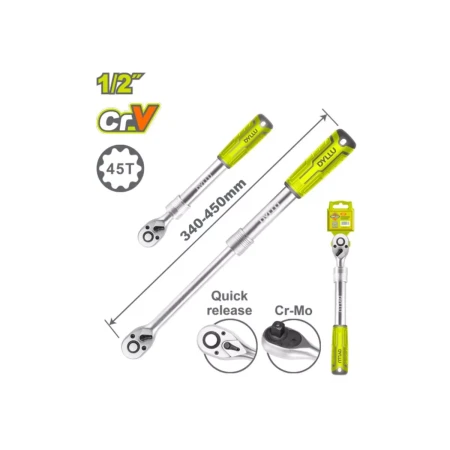 телескопический трещоточный ключ 1/2“  dully dtrw5212