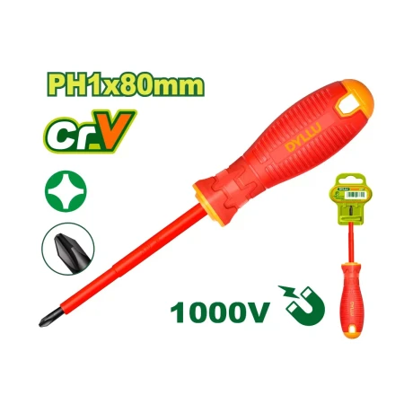 Диэлектрическая отвертка PH1x80 мм DTSD7213