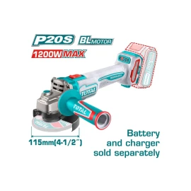 Беспроводная Аккумуляторная угловая шлифовальная машина (болгарка) 20 В 1200 Вт