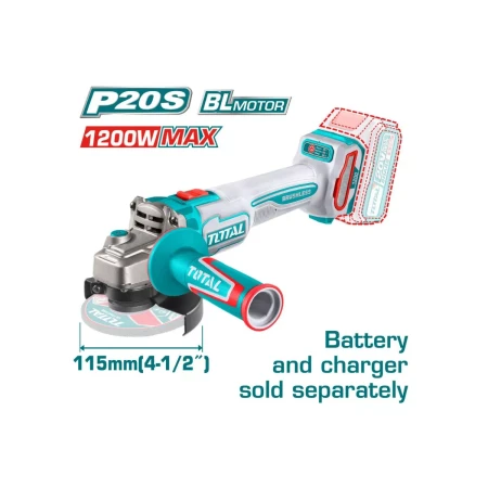 Беспроводная Аккумуляторная угловая шлифовальная машина (болгарка) 20 В 1200 Вт