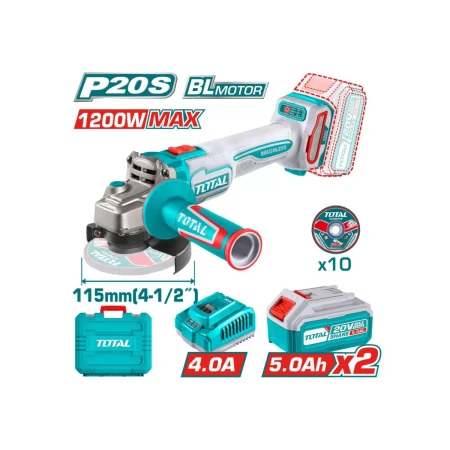 Беспроводная Аккумуляторная угловая шлифовальная машина (болгарка) 20 В 1200 Вт