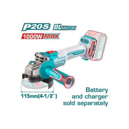 Угловая шлифовальная машина 20 В 1000 Вт