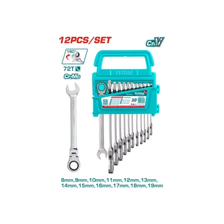 набор из 12 гибких гаечных ключей с трещоткой