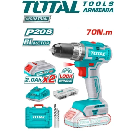 Аккумуляторная бесщеточная ударная дрель Тотал TIDLI20605