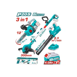 комплект из 3 предметов аккумуляторной цепной пилой, триммером для травы, воздуходувом 20 в