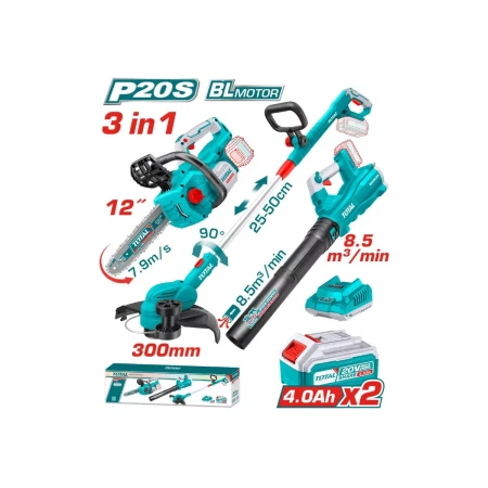 комплект из 3 предметов аккумуляторной цепной пилой, триммером для травы, воздуходувом 20 в