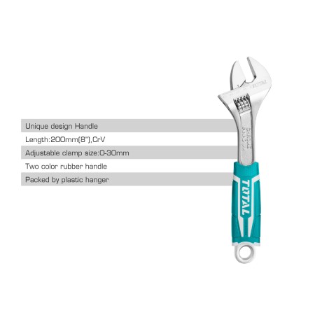 Разводной ключ 8" 200 мм Тотал THT101086