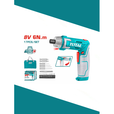  Аккумуляторная отвертка 8В/6 Нм USB Type-C Тотал TSDLI0802