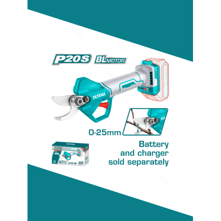 Аккумуляторный электрический секатор 20В Тотал TSSLI20258