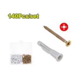 набор шурупов по дсп и дюбелей, 140 шт. dyllu dtxt2b01