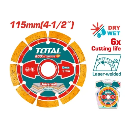 алмазный отрезной диск, сваренный лазером  total tac2171151 115 мм