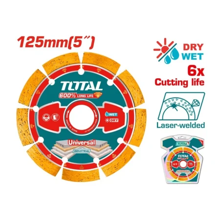 алмазный отрезной диск, сваренный лазером  total tac2171251 125 мм