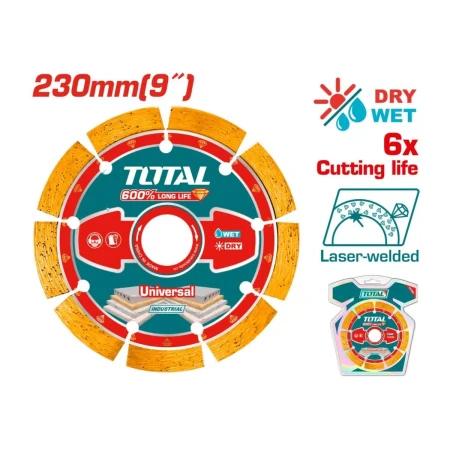 алмазный отрезной диск, сваренный лазером  total tac2172301 230 мм