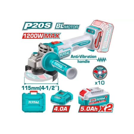 Аккумуляторная угловая шлифовальная машина TOTAL TAGLI2120252