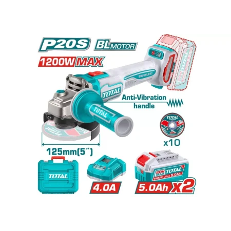 аккумуляторная угловая шлифмашина total tagli2120272