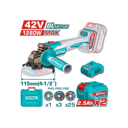 аккумуляторная угловая шлифмашина total tagli4128112