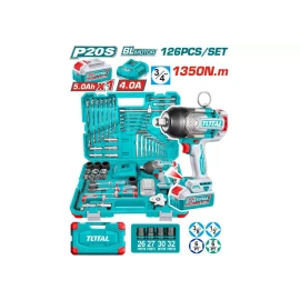 набор инструментов с аккумуляторным ударным гайковертом, 126 предметов total thp31262