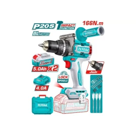 бесщеточная аккумуляторная ударная дрель total tidli201668 20в 166нм