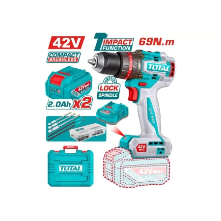 компактная аккумуляторная ударная дрель total tidli426982