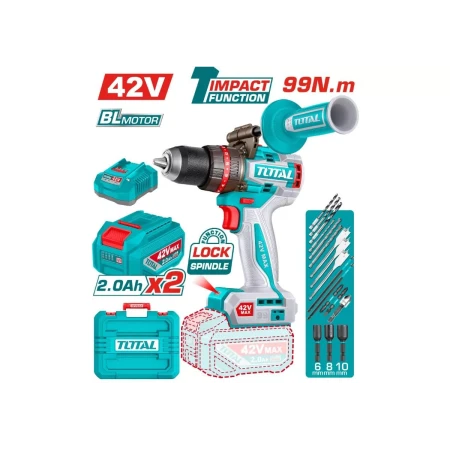 компактная бесщеточная аккумуляторная ударная дрель total tidli429982