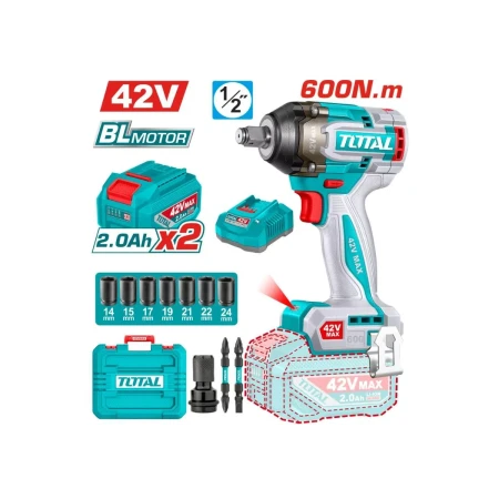 аккумуляторный ударный гайковерт  total tiwli42602 
