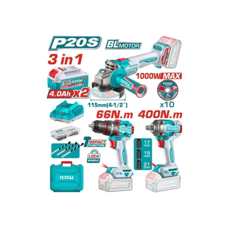 набор аккумуляторных инструментов 3 шт. total tosli241291